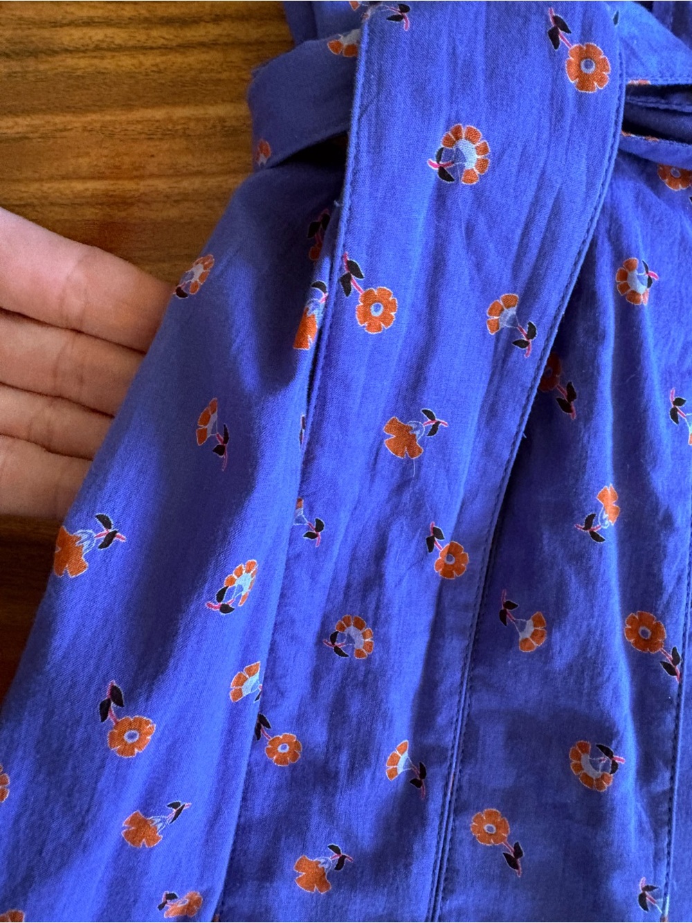Thierry Colson France Women’s Blue Carnation Floral Silk Shirt Dress Small S - Picture 6 of 9
